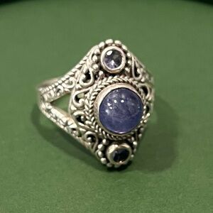 Sarda Sterling Silver and Tanzanite Ring, size 10